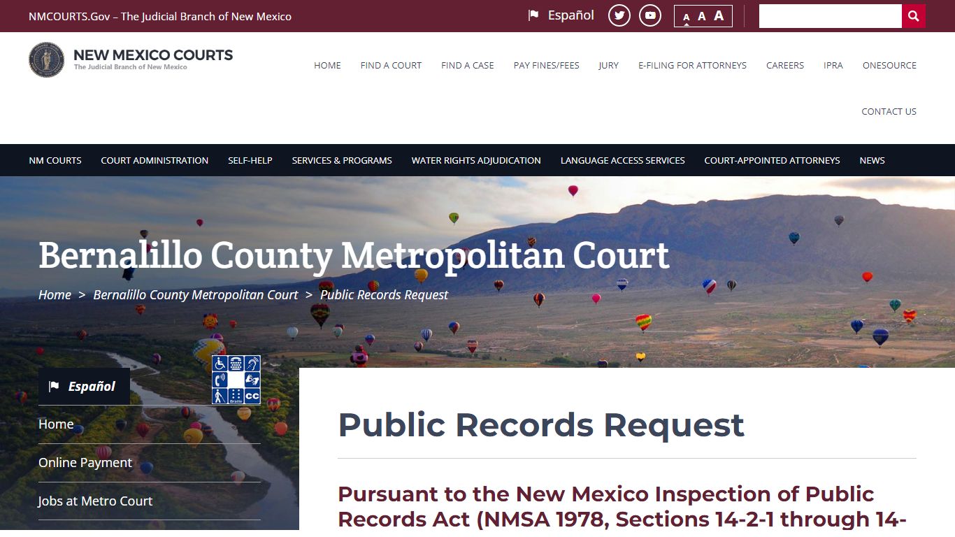 Public Records Request | Bernalillo County Metropolitan Court